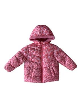 Swiss Tech Toddler Girls Pink Hearts Puffer Jacket 18M Sherpa Lined Hooded